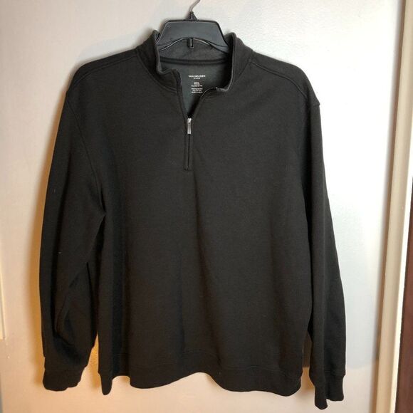 Van Heusen Men’s Pullover Flex Shirt Size XXL Black 1/4 Zip Long Sleeve.   B1 - Picture 1 of 4